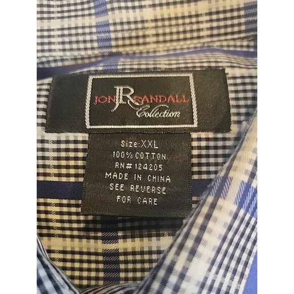 John Randall Collection Mens 2XL XXLButton Down Long Sleeve Blue White Black EUC - Picture 5 of 10